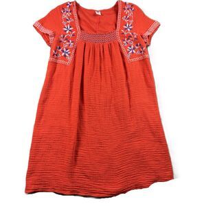 Old Navy Women Red Aztec Boho Embroidered Pullover Mini Dress Gauze Small E188